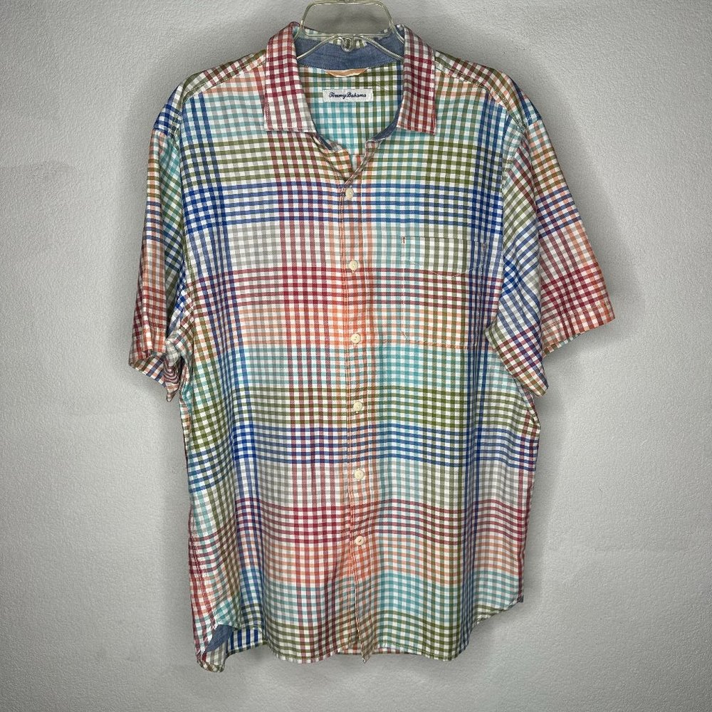 Tommy Bahama Grand View Gingham Short Sleeve Button Up - Mens Large